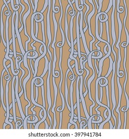 Seamless pattern with violet algae on light brown background. Vector illustration for web design, textile and fabric, wallpaper and wrapping paper