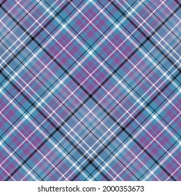 Seamless pattern in violet, blue, black and white colors for plaid, fabric, textile, clothes, tablecloth and other things. Vector image. 2