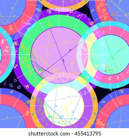 seamless pattern violet color of natal of astrological charts vector illustration
