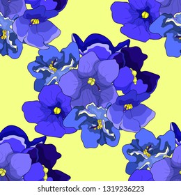 seamless pattern Violet flower of pansies  vector illustration