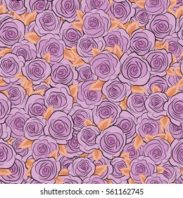 Seamless pattern with violet flowers watercolor. Handmade. Gentle colors. Female pattern.