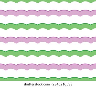 seamless pattern with violet and green wavy lines at white background, Candy cotton, Cloud fluffy, Vector illustration