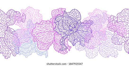 Seamless pattern with violet irises. Beautiful decorative stylized summer flowers.