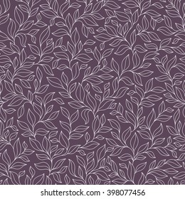 Seamless pattern with violet and pink leaves on dark background. Vector illustration