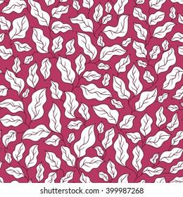 Seamless pattern with violet and pink leaves . Vector illustration