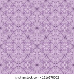 Seamless pattern. Violet shades. Quadrilateral elements. Lilac colors. Sivolic flowers.