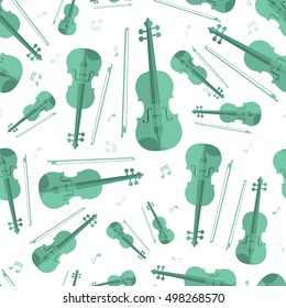 Seamless pattern violin music instrument note retro wallpaper background vector textiles kids green