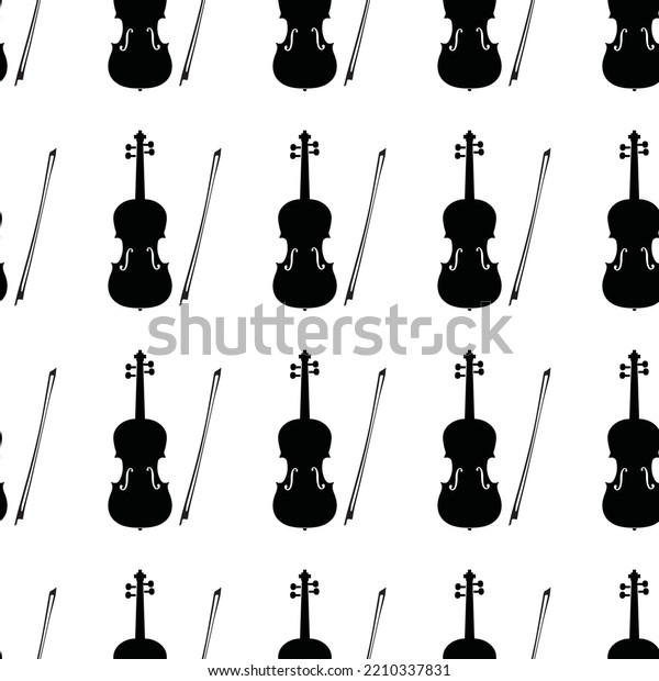 Seamless\
pattern of violins. Bowed musical instruments. Vector illustration\
of a double bass pattern; cello; viola;\
violin
