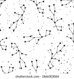 Seamless pattern with Virgo constellation . For your packaging, fabric and product decoration.