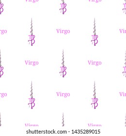 Seamless pattern with Virgo zodiac sword sign. Cartoon zodiacal weapon. Astrological, horoscope sign. Vector illustration for design, web, wrapping paper, fabric, wallpaper.