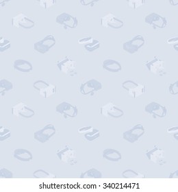 Seamless pattern with the virtual reality headsets. The layout is fully editable