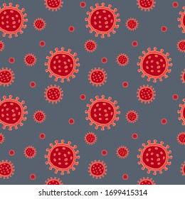 Seamless pattern with virus. Pandemic Coronavirus COVID-19, 2019-nCoV pattern concept. Hand Drawn vector illustration.