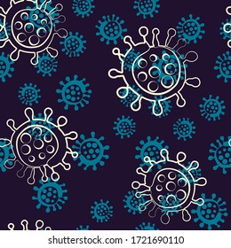 Seamless pattern virus simple vector doodle