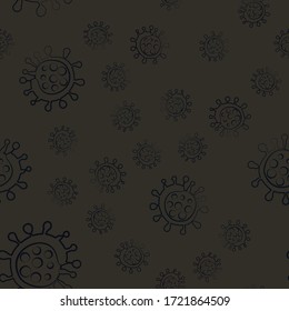 Seamless pattern virus simple vector doodle dark background