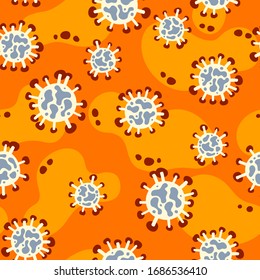 Seamless pattern with viruses. Coronavirus medical pattern. Seamless pattern with covid bacteria in flat style