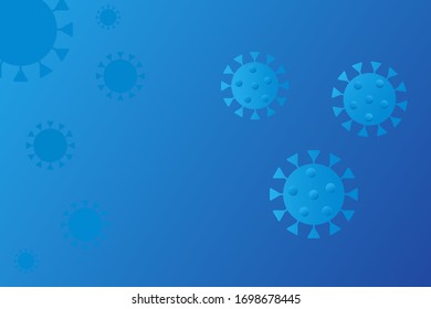 Seamless pattern with viruses COVID 19 on blue abstract background. Coronavirus isolated on blue gradient background. Pandemic medical health risk and epidemiology concept. Vector illustration