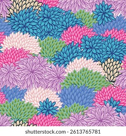 Seamless pattern with vivid stylized  plants in graphic style. Vector