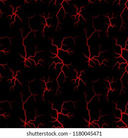 Seamless pattern with volcanic cracks with lava, glowing crevices. Abstract print