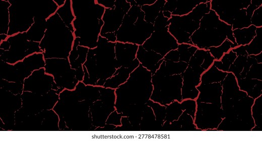 Seamless pattern with volcanic cracks with lava, glowing crevices. Abstract print