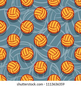 Seamless pattern with volleyball ball symbol. Vector illustration. Ideal for wallpaper, packaging, fabric, textile, wrapping paper design and any kind of decoration.