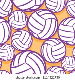 Seamless pattern with volleyball ball symbol. Vector illustration. Ideal for wallpaper, packaging, fabric, textile, wrapping paper design and any kind of decoration.