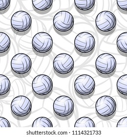 Seamless pattern with volleyball ball symbol. Vector illustration. Ideal for wallpaper, packaging, fabric, textile, wrapping paper design and any kind of decoration.