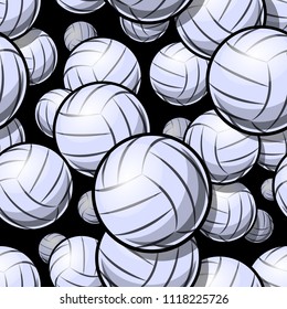 Seamless pattern with volleyball ball symbol. Vector illustration. Ideal for wallpaper, packaging, fabric, textile, wrapping paper design and any kind of decoration.