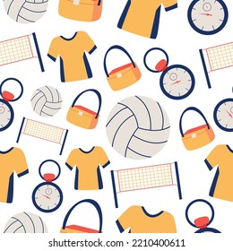 Seamless Pattern Volleyball. Creative Texture For Fabric, Wrapping, Textiles, Wallpaper, And Apparel. Vector Illustration
