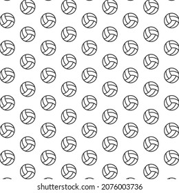 Seamless pattern of volleyball in white background with mini doodle (icon). Vector Illustration