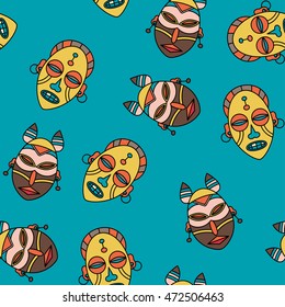 Seamless pattern with voodoo African and American magic vector symbols.