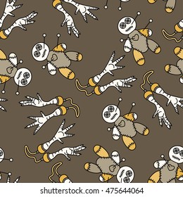 Seamless pattern with voodoo African and American magic vector symbols.