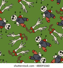 Seamless pattern with voodoo African and American magic vector symbols.