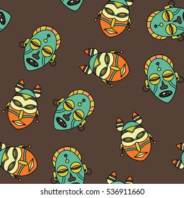 Seamless pattern with voodoo African and American magic vector symbols.