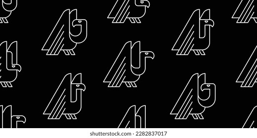 Seamless pattern with Vultures. isolated on white background