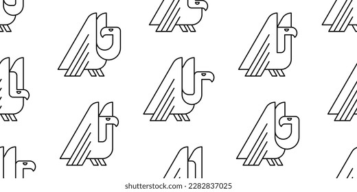 Seamless pattern with Vultures. isolated on white background