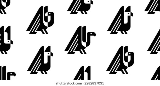 Seamless pattern with Vultures. isolated on white background