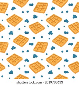 seamless pattern waffles and blueberries