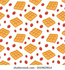 seamless pattern waffles and strawberries