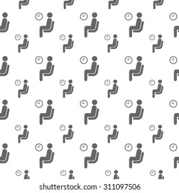 seamless pattern with waiting people in chairs