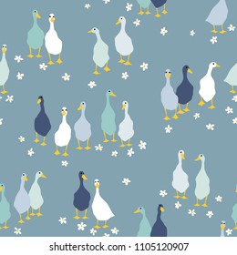 Seamless pattern with walking gooses