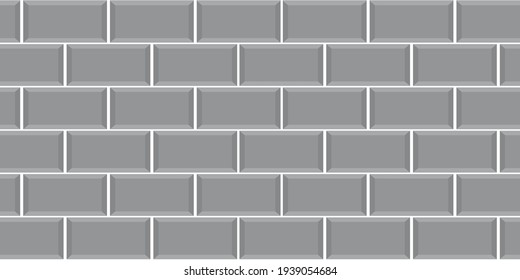 Seamless pattern. Wall of  grey tile or brick with white seams. Vector illustration. Simple ceramic texture for background. Unlimited grey - Color of the 2021 year.