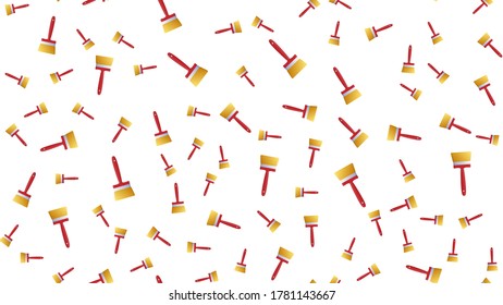 Seamless Pattern With Wall Painting By Roller And Brush. Vector.