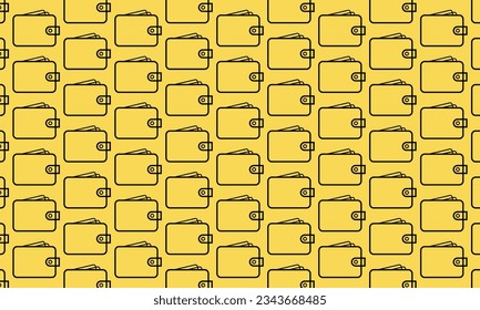Seamless pattern wallet icon on yellow background. Vector ilustration