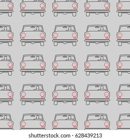 Seamless Pattern, Wallpaper with Car and Driver. Vector, Illustration
