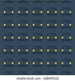 Seamless Pattern, Wallpaper with Car and Driver. Vector, Illustration