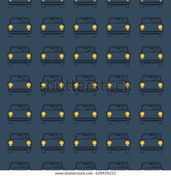 Seamless Pattern, Wallpaper with Car and\
Driver. Vector,\
Illustration