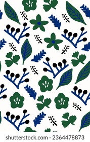 Seamless pattern wallpaper with flower and plant illustration 