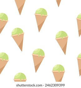 seamless pattern wallpaper of lemon flavored ice cream with toppings on a white background. Poster. Card. Print. Textile. Seamless abstract background. Vector illustration