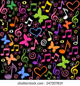 seamless pattern wallpaper of musical notes. Vector Illustration