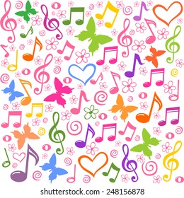 seamless pattern wallpaper of musical notes. Vector Illustration